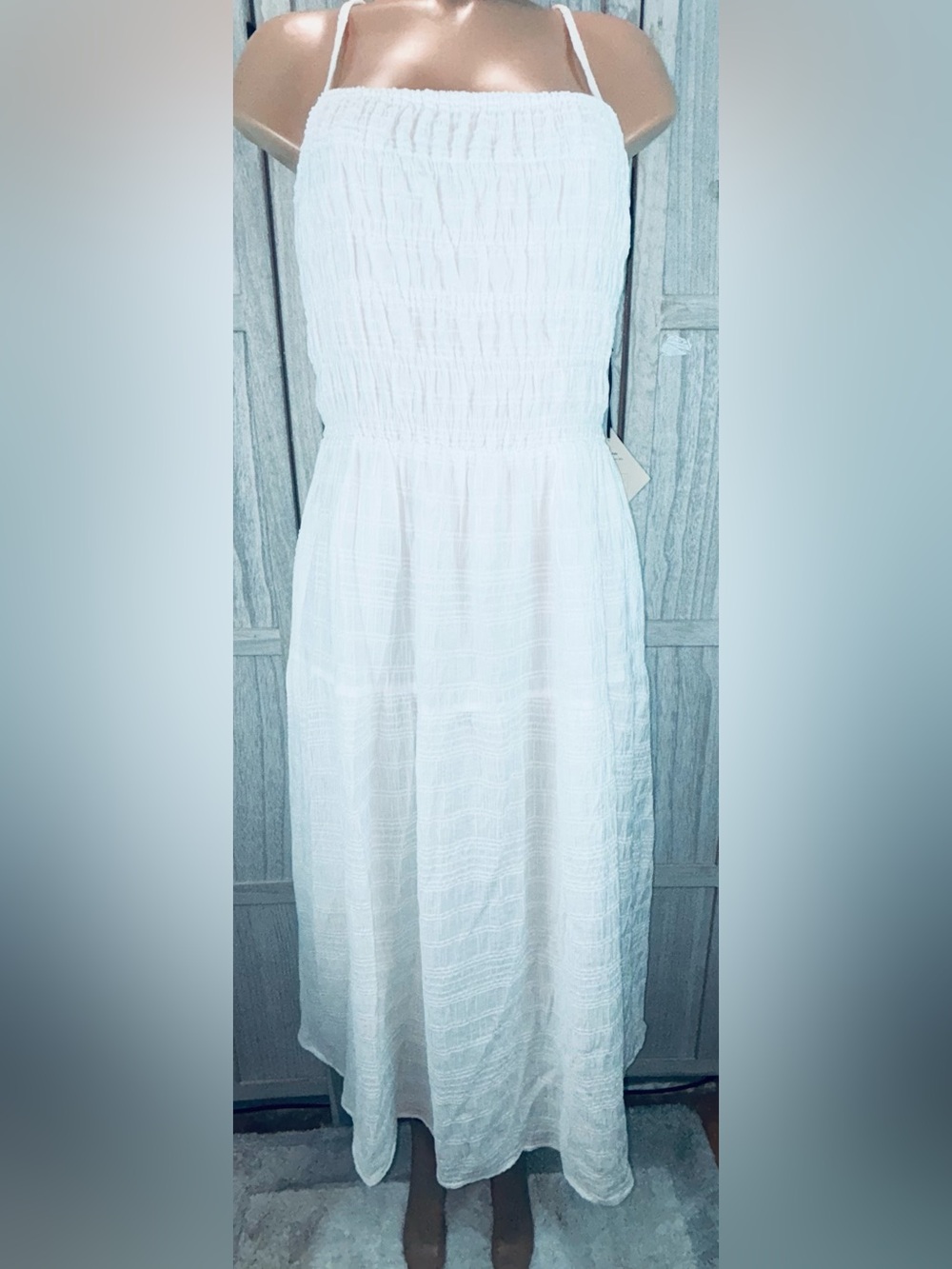 Ava & Viv White Smocked Maxi Dress Plus Size NWT Boho Summer